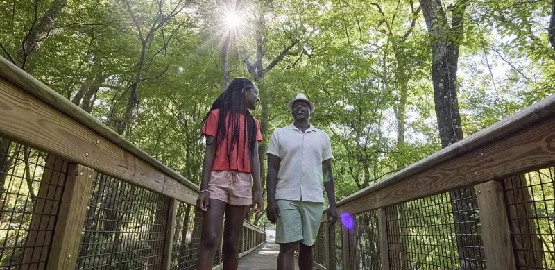 Father and daughter walking