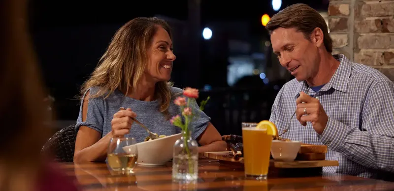 Couple eating dinner