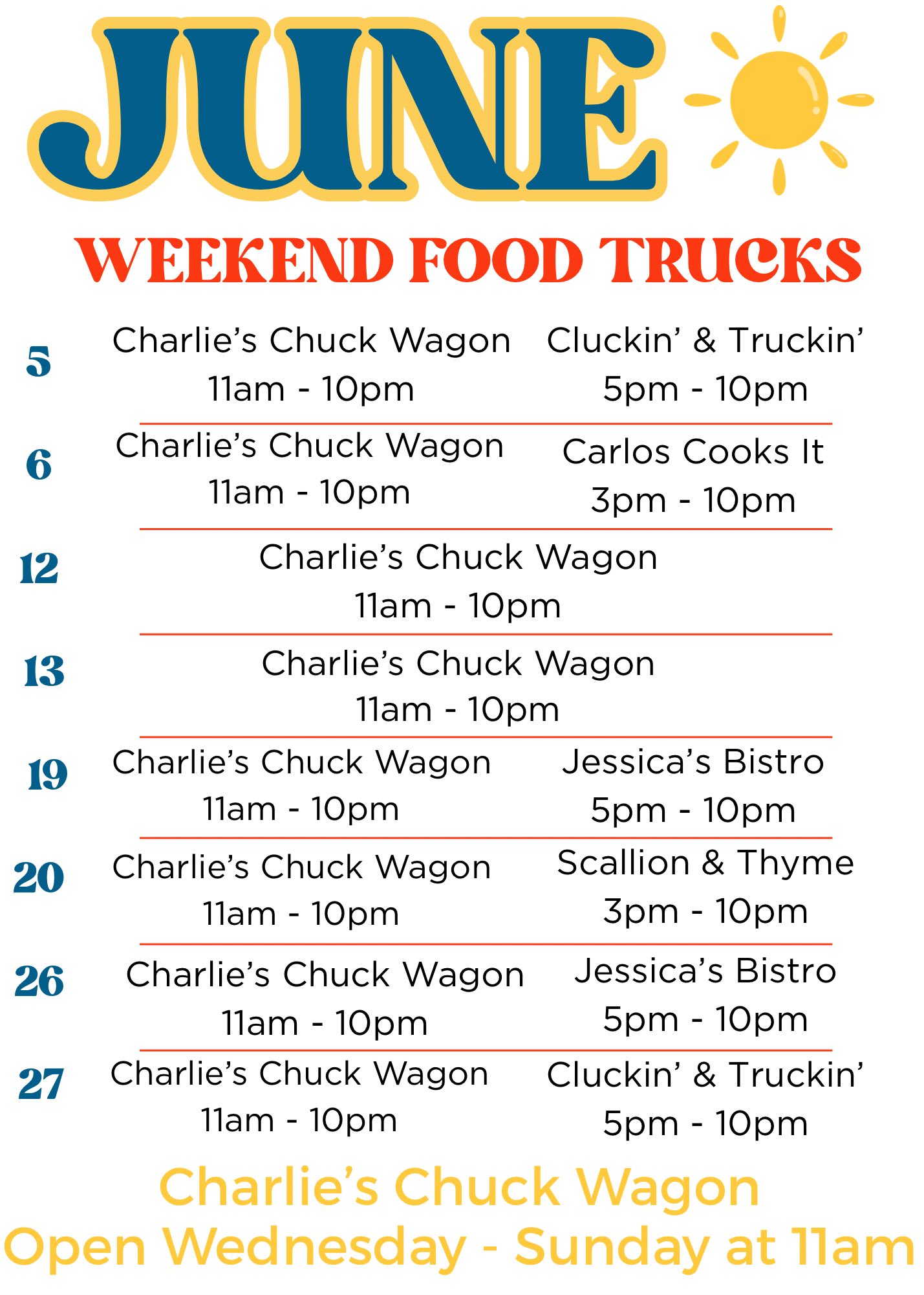 Event image: Cooper’s Hideout June Food Truck Schedule
