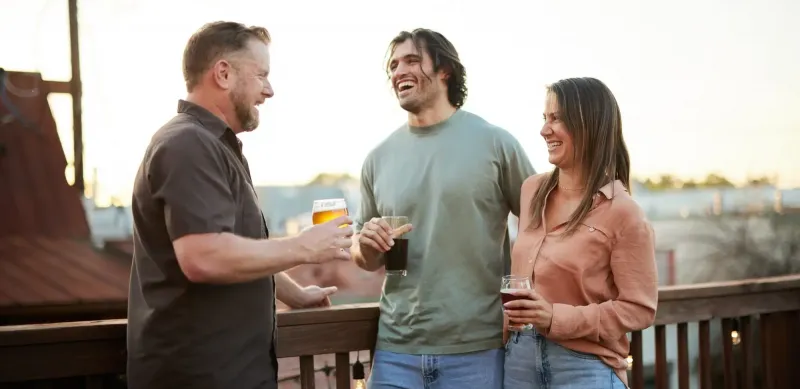 Group of friends laughing together